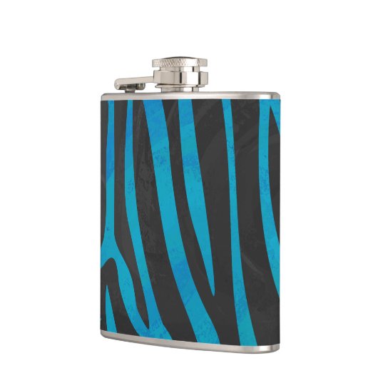 Zebra, zwart en blauw afdrukken heupfles (Links)