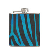 Zebra, zwart en blauw afdrukken heupfles (Voorkant)
