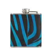 Zebra, zwart en blauw afdrukken heupfles (Achterkant)