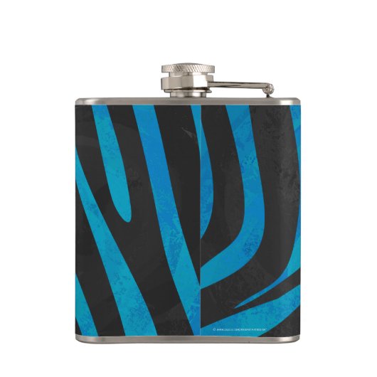 Zebra, zwart en blauw afdrukken heupfles (Achterkant)