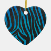 Zebra, zwart en blauw afdrukken keramisch ornament (Voorkant)