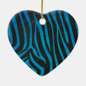 Zebra, zwart en blauw afdrukken keramisch ornament (Achterkant)