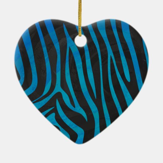 Zebra, zwart en blauw afdrukken keramisch ornament (Achterkant)