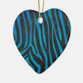 Zebra, zwart en blauw afdrukken keramisch ornament (Links)