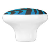 Zebra, zwart en blauw afdrukken keramische knop (Zijkant)