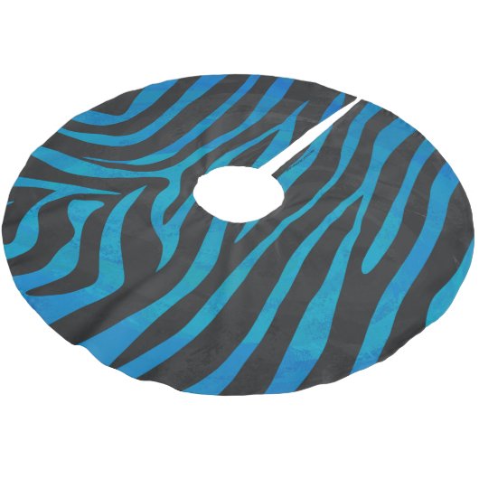 Zebra, zwart en blauw afdrukken kerstboom rok (Gekanteld)