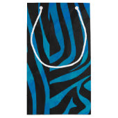 Zebra, zwart en blauw afdrukken klein cadeauzakje (Achterkant)