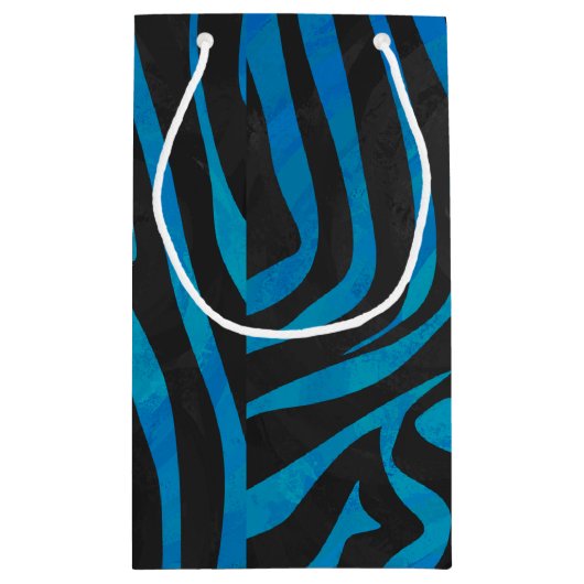 Zebra, zwart en blauw afdrukken klein cadeauzakje (Achterkant)