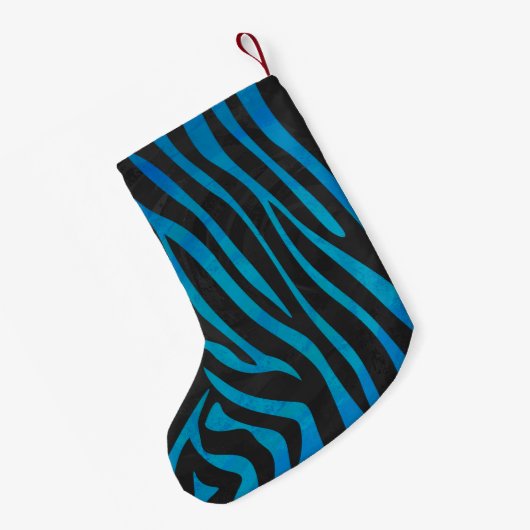 Zebra, zwart en blauw afdrukken kleine kerstsok (Achterkant (Hangend))