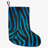 Zebra, zwart en blauw afdrukken kleine kerstsok (Voorkant)