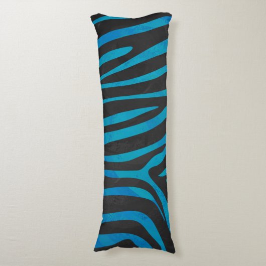 Zebra, zwart en blauw afdrukken lichaamskussen (Voorkant Verticaal)