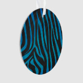 Zebra, zwart en blauw afdrukken ornament (voorkant)