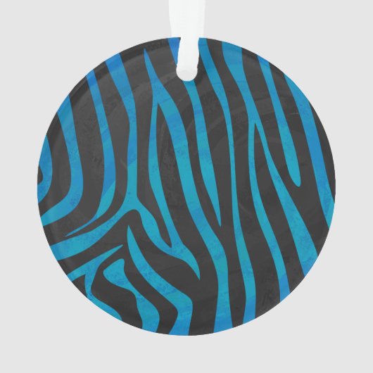 Zebra, zwart en blauw afdrukken ornament (achterkant)