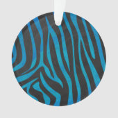 Zebra, zwart en blauw afdrukken ornament (voorkant)