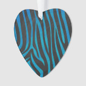 Zebra, zwart en blauw afdrukken ornament (voorkant)