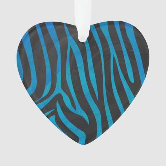 Zebra, zwart en blauw afdrukken ornament (voorkant)