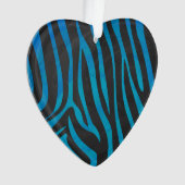 Zebra, zwart en blauw afdrukken ornament (voorkant)