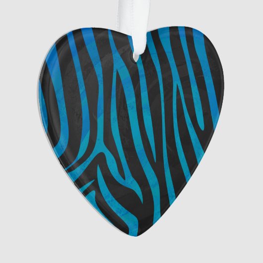 Zebra, zwart en blauw afdrukken ornament (voorkant)