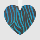 Zebra, zwart en blauw afdrukken ornament (achterkant)