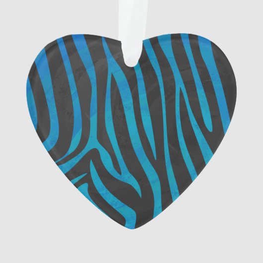 Zebra, zwart en blauw afdrukken ornament (achterkant)