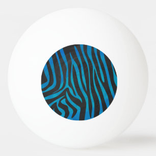 Zebra, zwart en blauw afdrukken pingpongbal