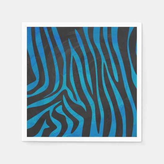 Zebra, zwart en blauw afdrukken servet (Voorkant)