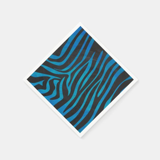 Zebra, zwart en blauw afdrukken servet (Hoek)