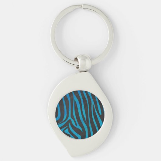 Zebra, zwart en blauw afdrukken sleutelhanger (Voorkant)