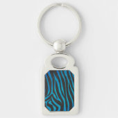 Zebra, zwart en blauw afdrukken sleutelhanger (Voorkant)