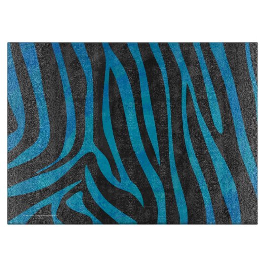 Zebra, zwart en blauw afdrukken snijplank (Voorkant)