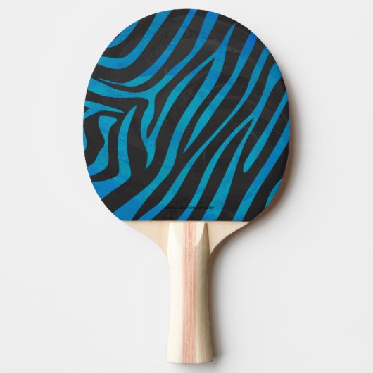 Zebra, zwart en blauw afdrukken tafeltennisbatje (Voorkant)