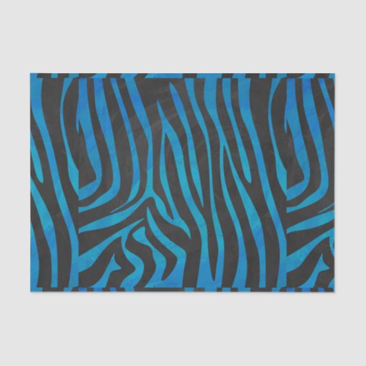 Zebra, zwart en blauw afdrukken tissuepapier (Voorkant)