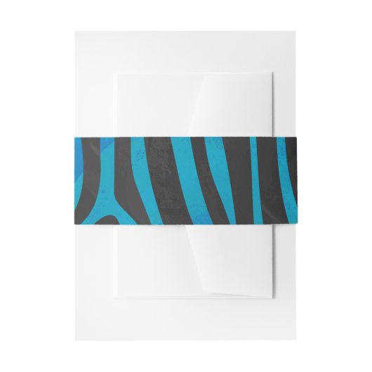 Zebra, zwart en blauw afdrukken uitnodigingen wikkel (Voorkant Voorbeeld)