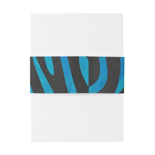 Zebra, zwart en blauw afdrukken uitnodigingen wikkel (Achterkant Voorbeeld)