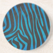 Zebra, zwart en blauw afdrukken zandsteen onderzetter (Voorkant)