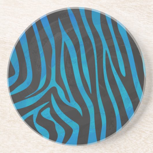 Zebra, zwart en blauw afdrukken zandsteen onderzetter (Voorkant)