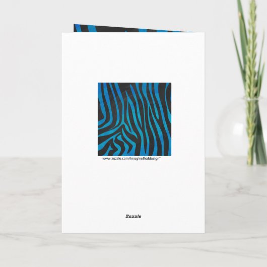 Zebra zwart en blauw met monogram kaart (Achterkant)
