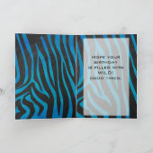 Zebra zwart en blauw met monogram kaart (Binnen)