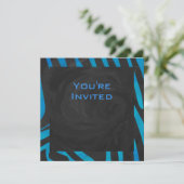 Zebra zwart en blauw met monogram kaart (Staand voorkant)