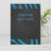 Zebra zwart en blauw met monogram kaart (Staand voorkant)