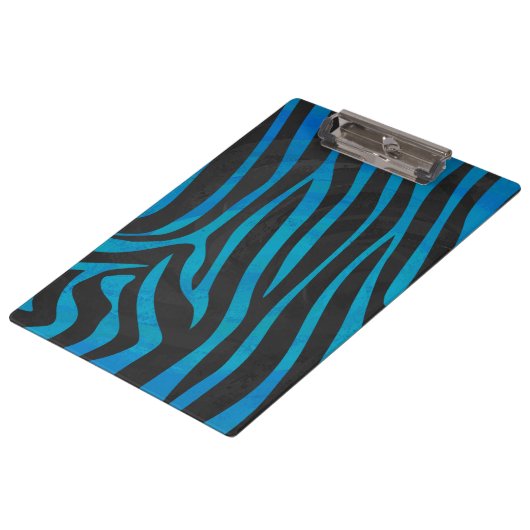 Zebra zwart en blauw met monogram klembord (Gekanteld)