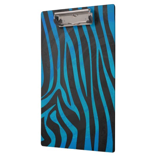 Zebra zwart en blauw met monogram klembord (Links)