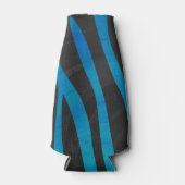 Zebra Zwart en Blauw Print Flesjeskoeler (Voorkant)