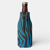 Zebra Zwart en Blauw Print Flesjeskoeler (Fles Achterkant)