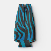 Zebra Zwart en Blauw Print Flesjeskoeler (Achterkant)