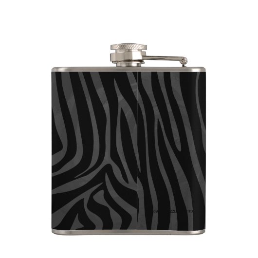 Zebra, zwart en grijs afdrukken heupfles (Achterkant)