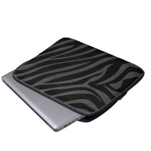 Zebra, zwart en grijs afdrukken laptop sleeve