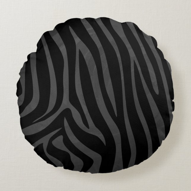 Zebra, zwart en grijs afdrukken rond kussen (Voorkant)