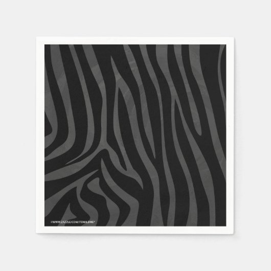 Zebra, zwart en grijs afdrukken servetten (Voorkant)