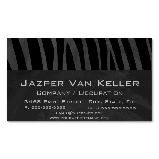 Zebra, zwart en grijs afdrukken visitekaartje magneet (Voorkant)